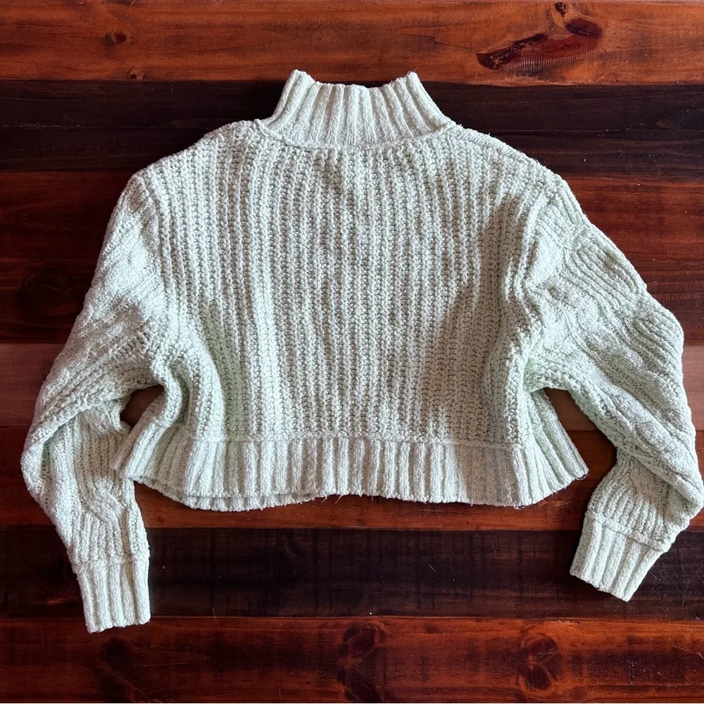 Free people cropped green sweater size xsmall - Picture 4 of 4